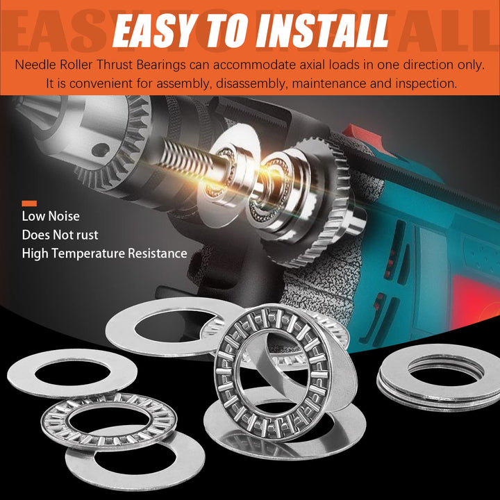 8pcs AXK2035 AXK2542 AXK3552 Thrust Needle Roller Bearings with Washers 20MM 25MM 35MM Bore 35MM 42MM 52MM OD 2MM Thick for Robots, Elevators, Rolling Mills