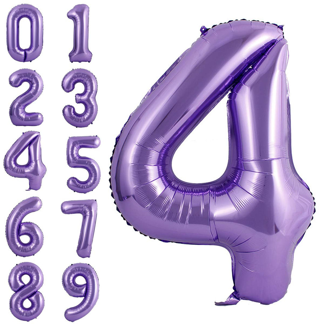 40 Inch Large Purple Balloon Number 4 Balloon Helium Foil Mylar Balloons Party Festival Decorations Birthday Anniversary Party Supplies