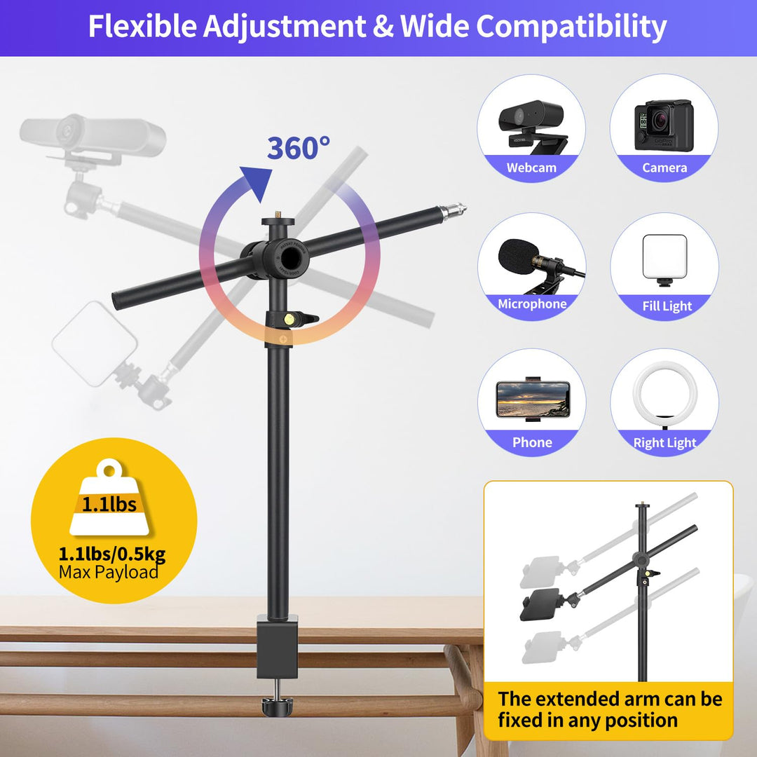 Overhead Camera Mount Webcam Stand, Camera Desk Mount w