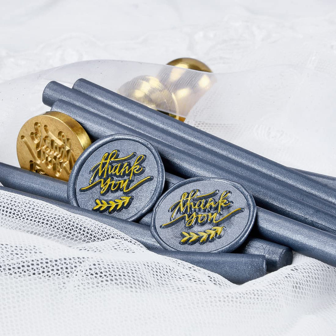 16 Pcs Hot Melt Glue Wax Sticks Steel Blue Color for Mini Glue Gun, Make Wax Seals for Wedding Invitations, Thank You Cards, Envelopes, Gift Wrapping