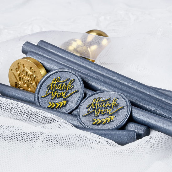 16 Pcs Hot Melt Glue Wax Sticks Steel Blue Color for Mini Glue Gun, Make Wax Seals for Wedding Invitations, Thank You Cards, Envelopes, Gift Wrapping