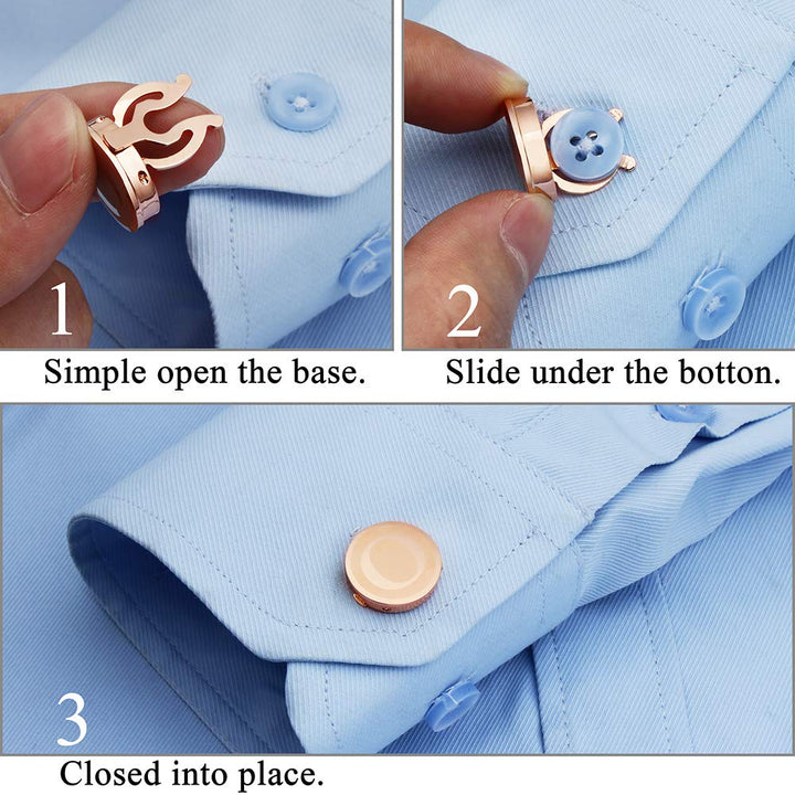 Initial Button Cover Cufflinks for Men Letter Rose Gold