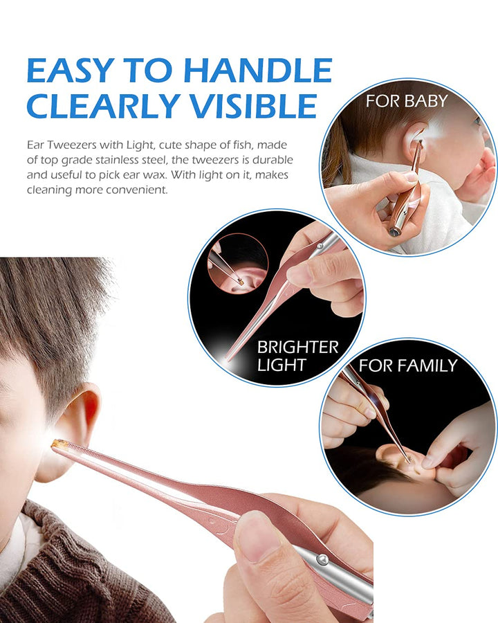 Earwax Spoon Digger &amp; Ear Tweezers with LED Lig