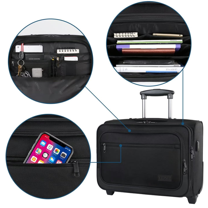 Rolling Laptop Bag, 17 Inch Rolling Briefcase for Men W