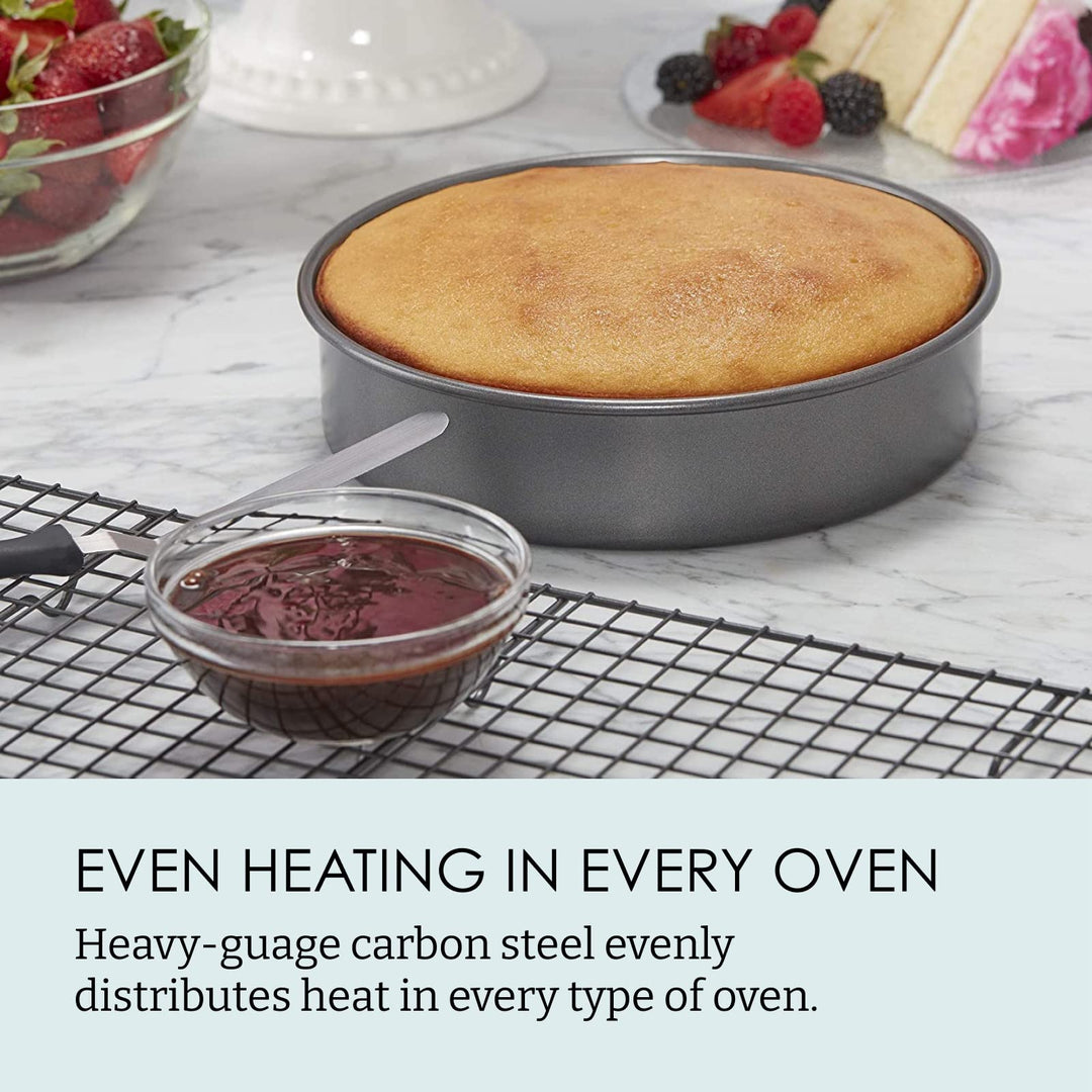 5233128 Professional Non-Stick 3-Piece Round Cake Pan Bakeware Set, Gray