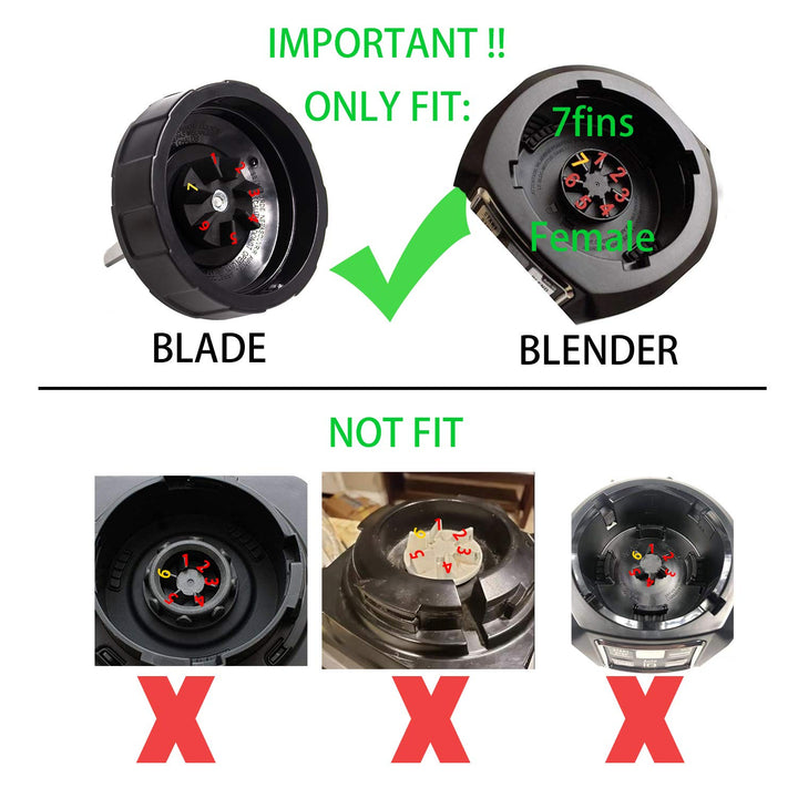 7 Fin Gears Replacement Blender Blade Fit Ninja BN751 BN801 BL450-30 BL456-30 BL454-30 Auto iQ Pro BL685 BL482-30 BL491 BL682-30 BL642 32oz 24oz 18oz Foodi ss351 ss401 Cup Nutri Blender Parts