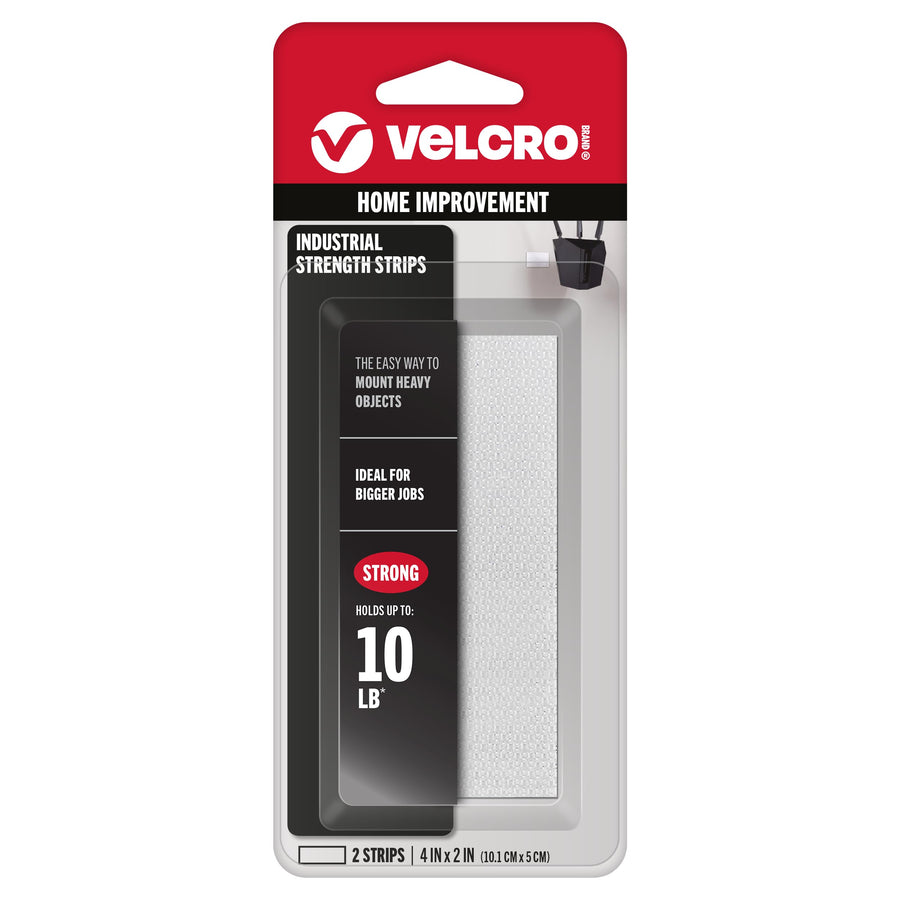 Industrial Fasteners Stick-On Adhesive | Professional Grade Heavy Duty Strength Holds up to 10 lbs on Smooth Surfaces | Indoor Outdoor Use, 4in x 2in (2pk), Strips, 2 Sets, 90200