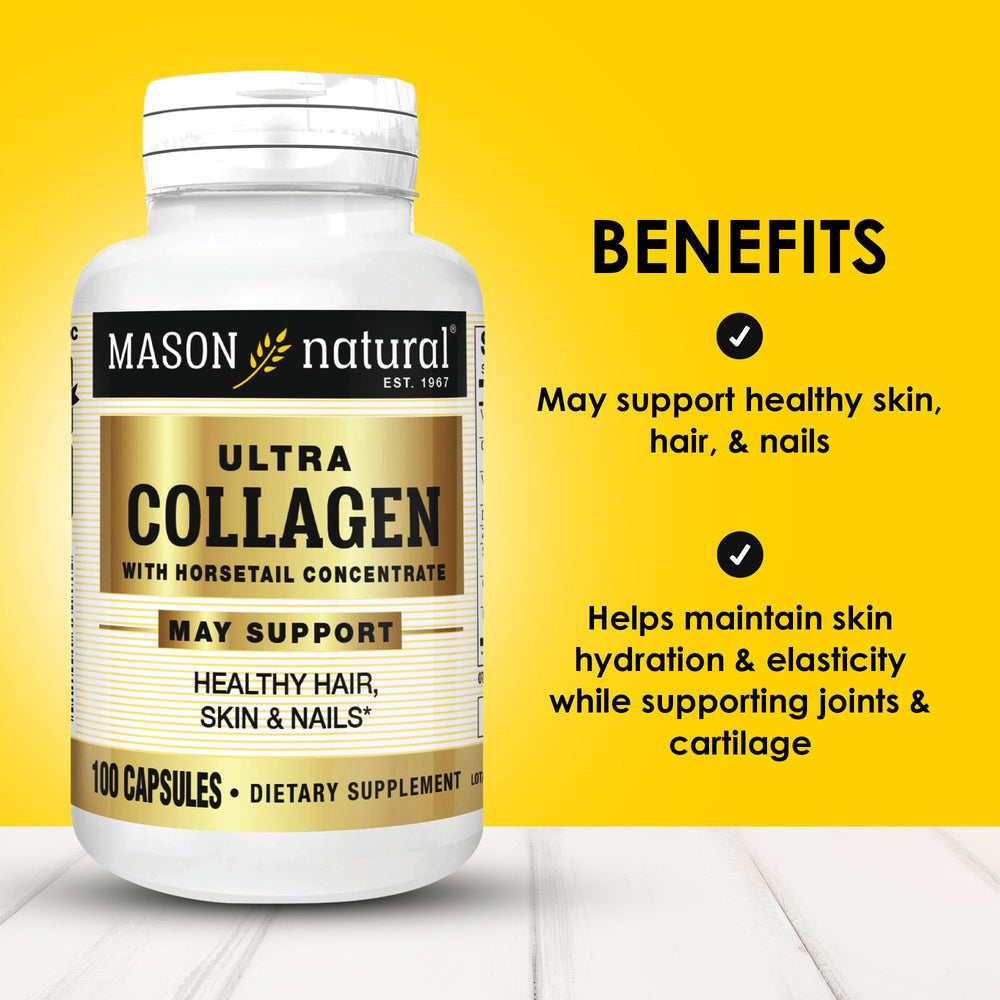Ultra Collagen Capsules, 100% Pure Hydrolyzed Collagen Supplement for Healthy Skin, Hair, Nails & Joints, 100 Count, 50 Day Supply