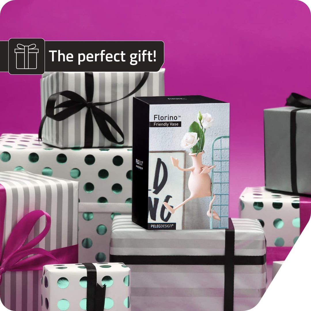 Florino – Friendly Flower Vase Modern Home Décor Vase for Flowers Unique Gifts by Peleg Design (Peach)