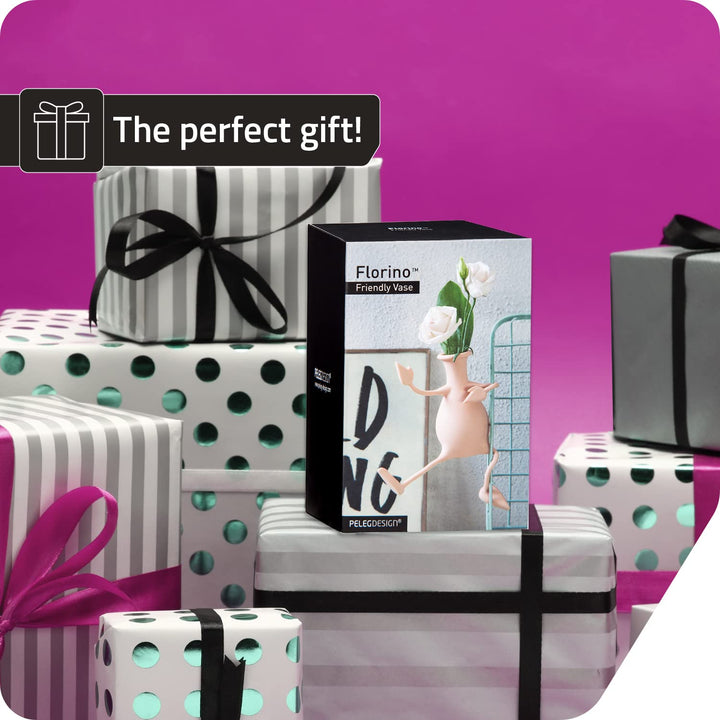 Florino – Friendly Flower Vase Modern Home Décor Vase for Flowers Unique Gifts by Peleg Design (Peach)