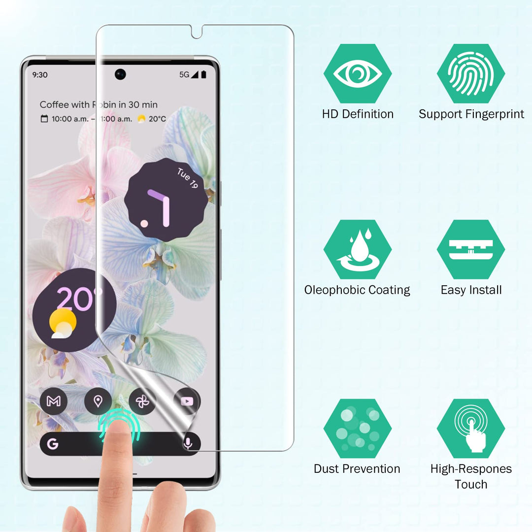 [2+2 Pack] Compatible for Google Pixel 6 PRO 6.71-inch, Flexible TPU Screen Protector and Glass Camera Lens Protector [Not for Pixel 6] Case Friendly [Support Fingerprint Reader] Transparent