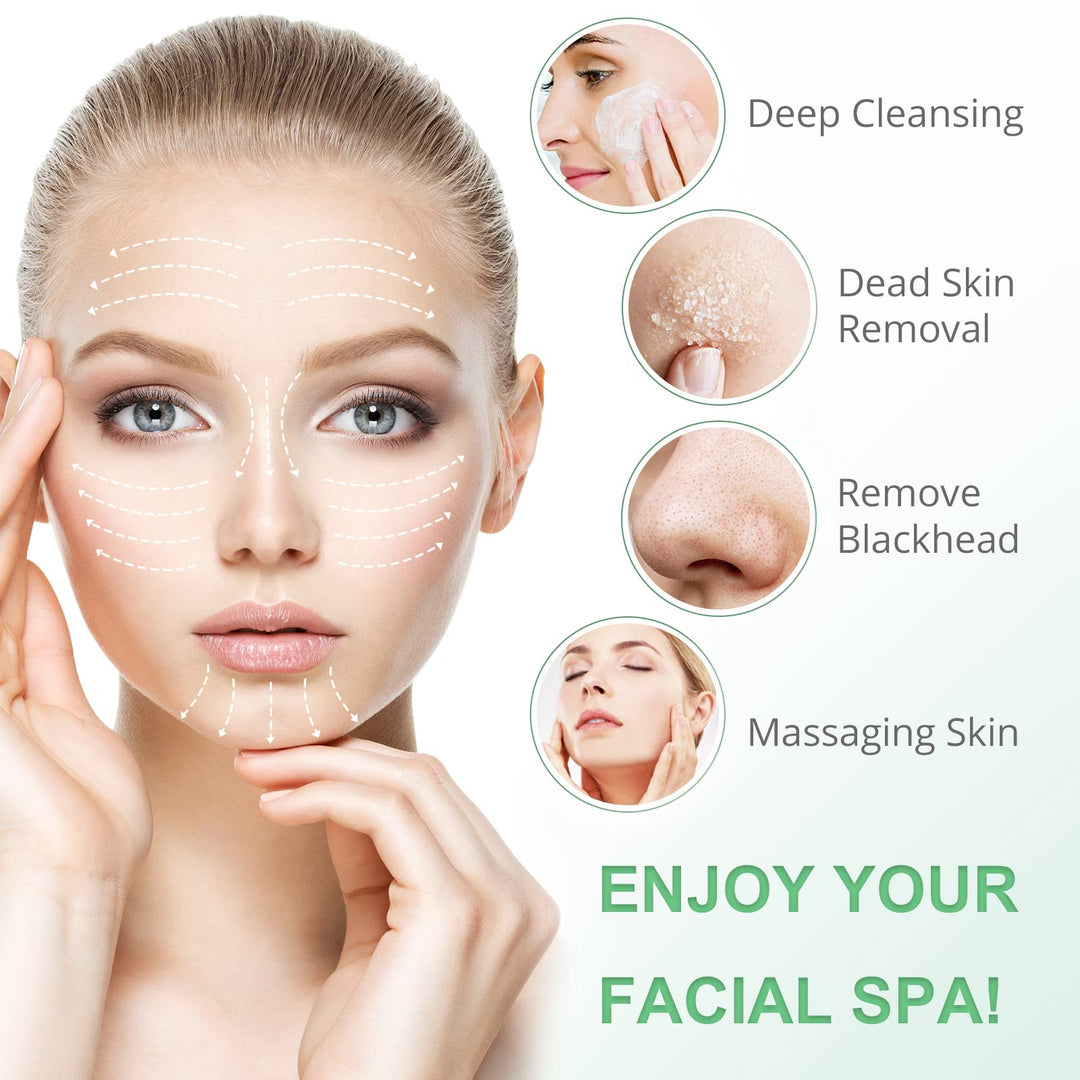 Electric Facial Cleansing Brush 7 in 1 - Face Skin Spin Brush for Deep Cleansing, Gentle Exfoliating, Blackhead Removing and Massaging, Battery Operated Facial Cleanser Brush