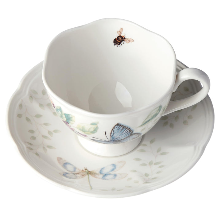 Lenox Porcelain Meadow Cup and Saucer, 1.3 LB, Blue But