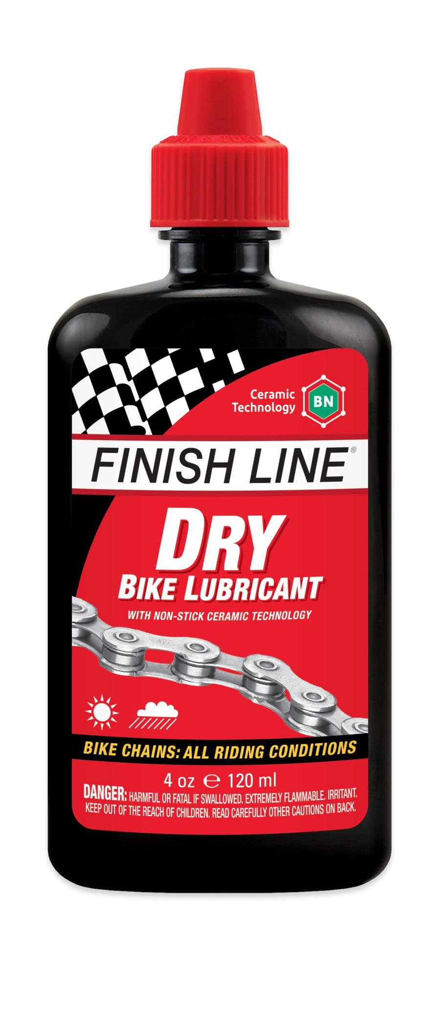 DRY Teflon Bicycle Chain Lube, 4-Ounce Drip Squeeze Bottle