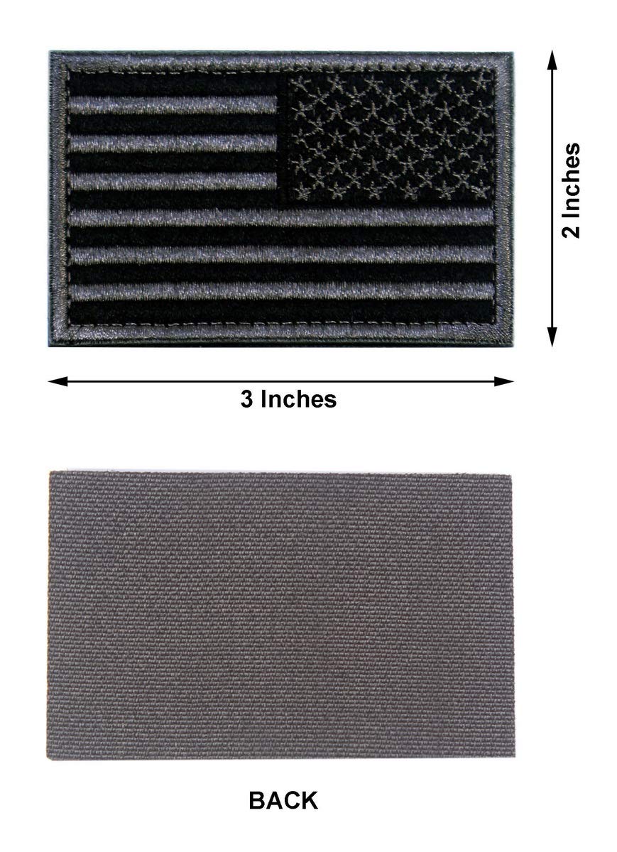 Tactical Patches of USA US American Flag Reverse, with Hook and Loop for Backpacks Caps Hats Jackets Pants, Military Army Uniform Emblems, Size 3x2 Inches