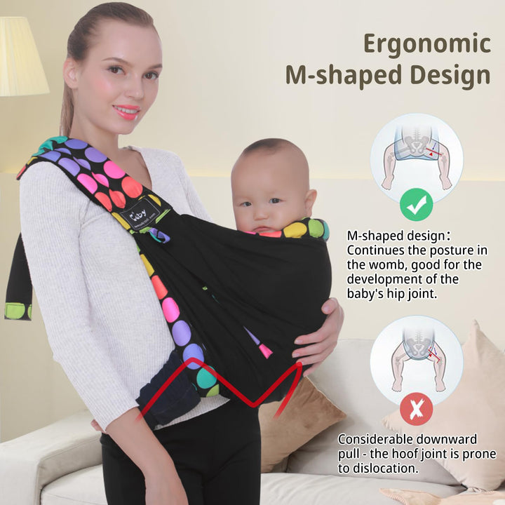 CUBY Baby Carrier, Natural Cotton Baby Sling Baby Holder Extra Comfortable for Easy Wearing Carrying of Newborn, Infant Toddler and Ideal for Baby Registry (Grey Animal)