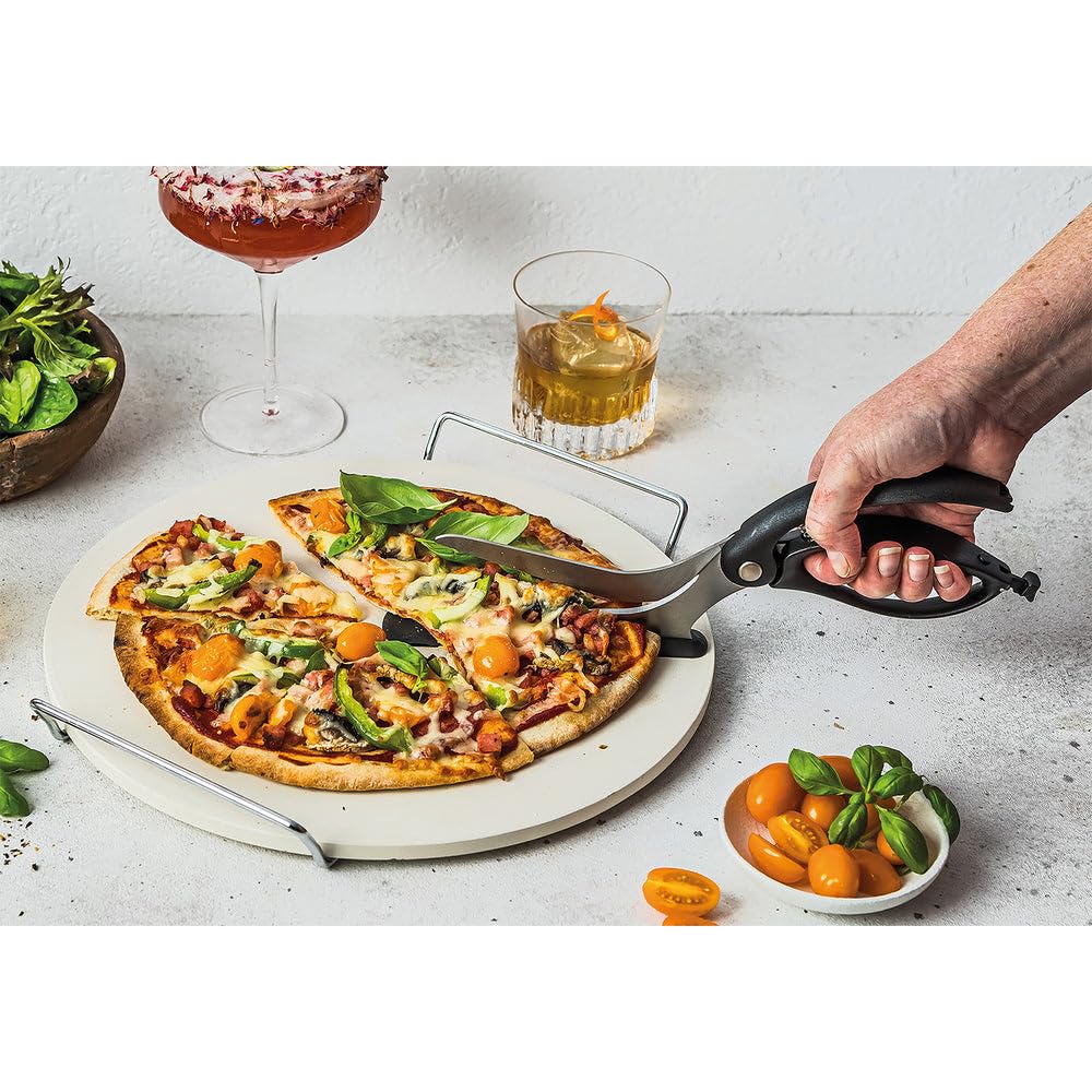 Dreamfarm Scizza 2-In-1 Easy Ergonomic Pizza Scissors with Stainless Steel Pizza Cutter Blades & Non-Stick Slice Server - Red