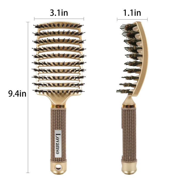 2pcs Boar Bristle Hair Brushes Curved Vented Brush for Long, Thick, Thin, Curly &amp; Tangled Hair Women &amp; Men with Faster Blow Dryer Drying