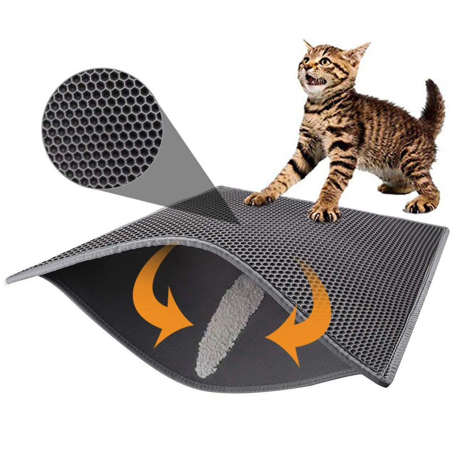 Cat Litter Mat Double Layer Waterproof Urine Proof Trapping Mat 1 Pack (Gray, 30x24 Inch (Pack of 1))