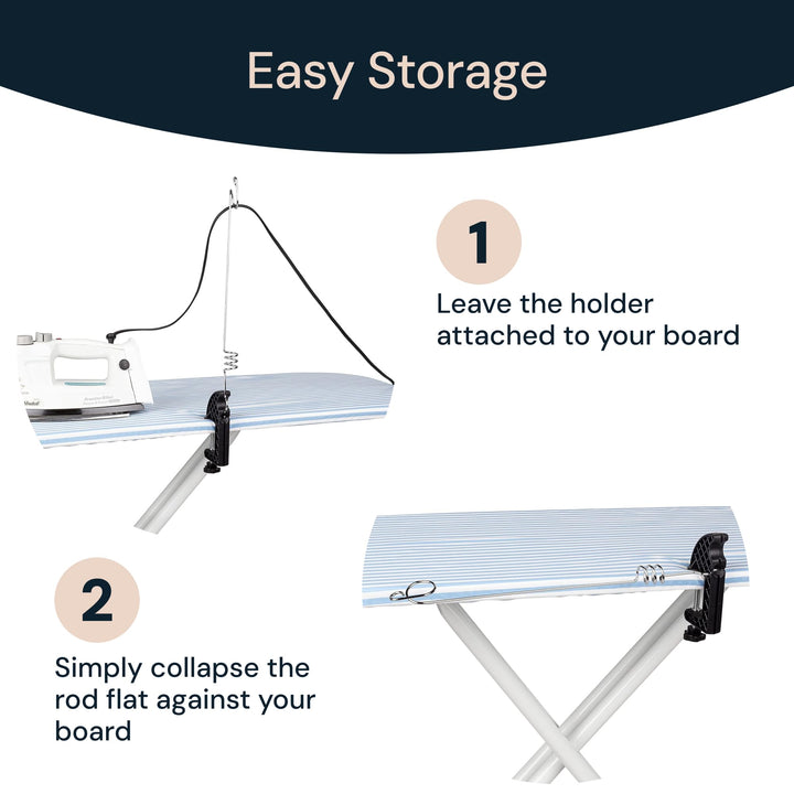 Cord Holder for Ironing Board - Flexible Universal Steam Iron Cord Minder, Keeps Cord Out of The Way - Flex Cable Organizer, fits All Standard Ironing Boards