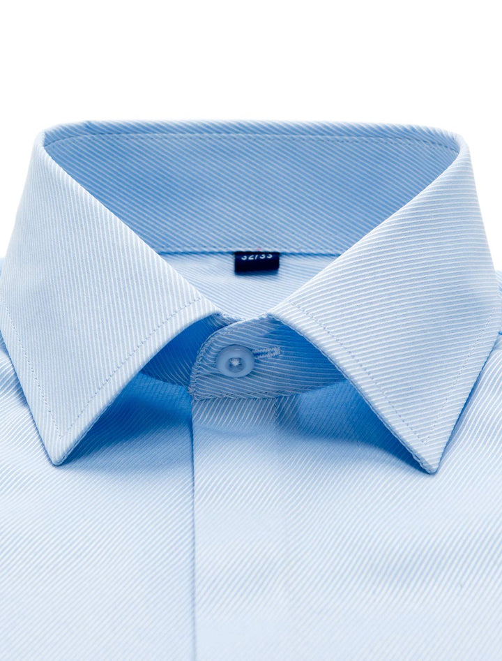 Alimens &amp; Gentle Men&#39;s French Dress Shirt Regular Fit (Include Cufflinks Collar Stays) (17 Neck 34-35 Sleeve, Twilled Blue)