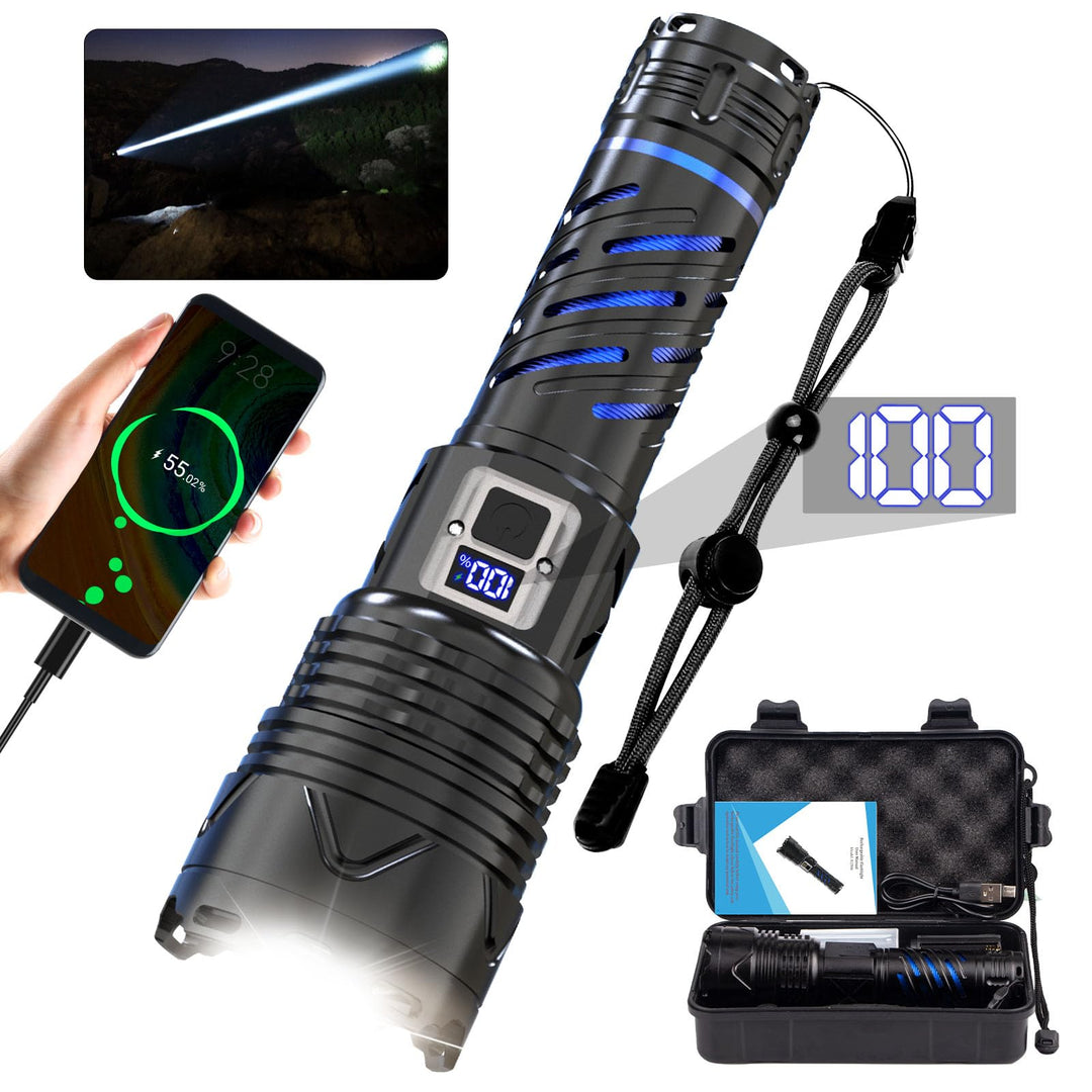 UV Flashlight Rechargeable, Black Light Flashlights, 2000lm Pocket-Sized LED Torch with Clip, Water Resistant, 7 Modes for Pet Clothing Detection/Emergency/Camping 2pack