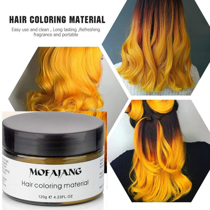 Gold: Mofajang Hair Wax Dye Styling Cream Mud, Natural Hairstyle Color Pomade, Washable Temporary, Gold