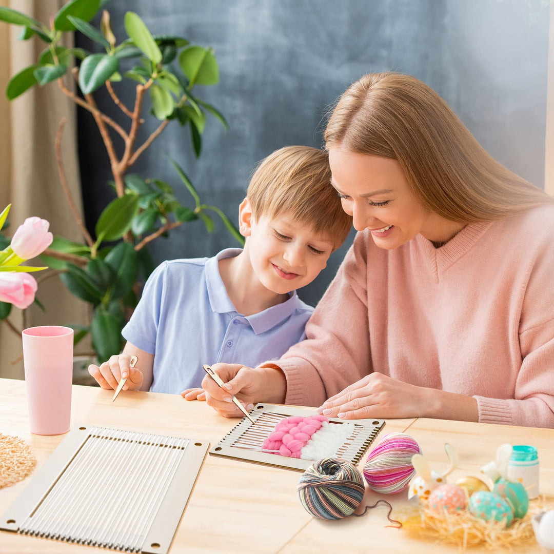 7 Pcs Weaving Loom Kit Small Weaving Loom Weaving Loom for Beginners Wooden DIY Weaving Loom with Wooden Weaving Stick Weaving Comb and Weaving Crochet Needle for Adults Weaving Lovers