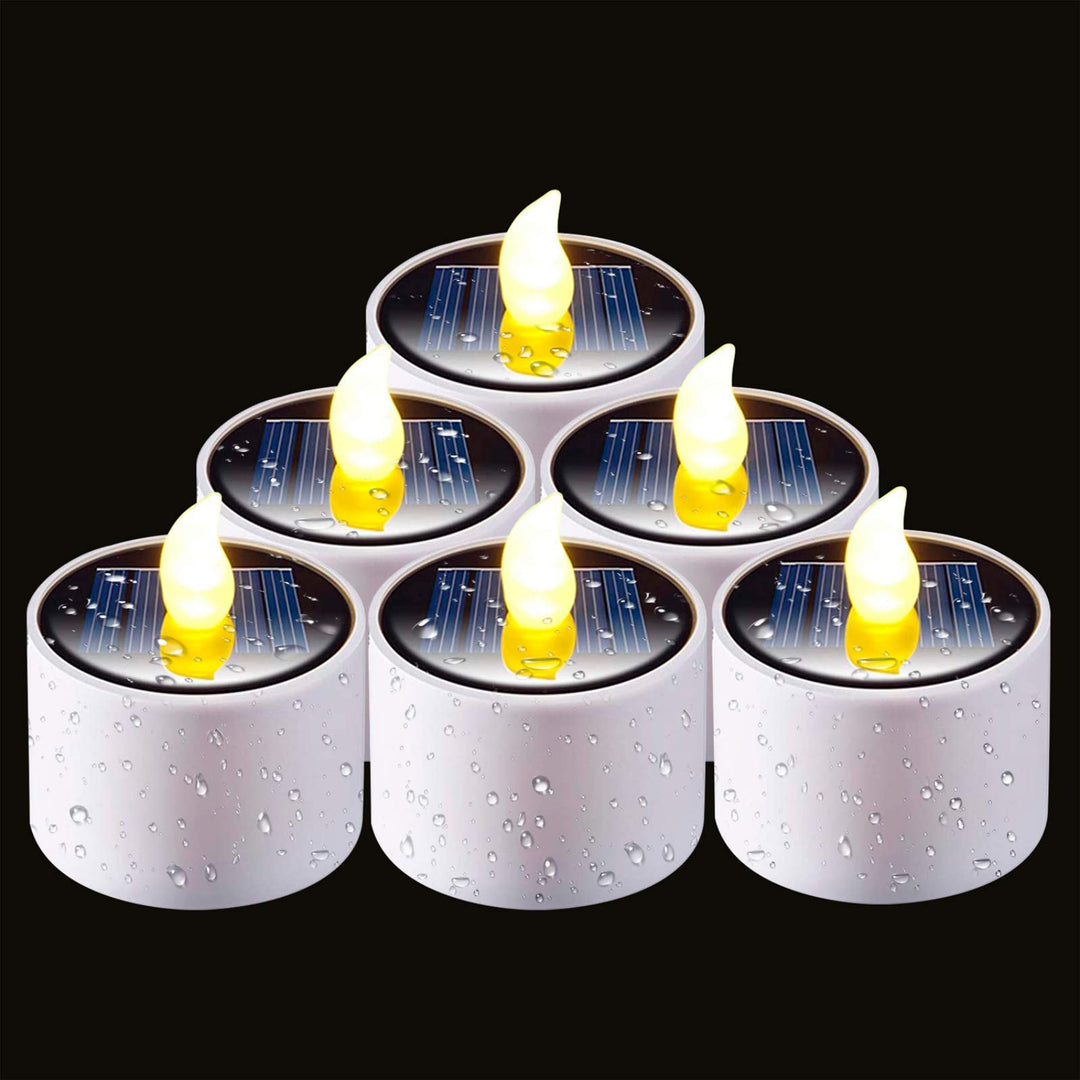 Solar Candles Outdoor Waterproof, Dusk to Dawn Outdoor Lighting, Reusable LED Tea Light Candles for Lantern Garden Camping and Home Decor, 2.3&#39;&#39;x2&#39;&#39;, Pack of 6