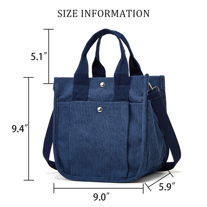Corduroy Tote Bag Crossbody Unisex Messenger Shoulder Mommy Handbag Casual Hobo Sling Daily Shopping Travel Commuting