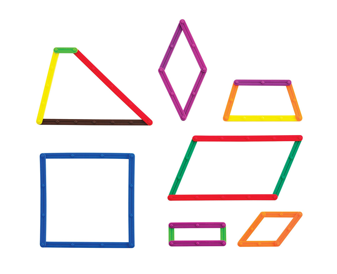 LEARNING ADVANTAGE GeoStix Basic Set - 80 Construction Sticks - 24 Activity Cards - 2 Protractors - Build 2D Shapes and Measure Angles - Teach Geometry with Construction