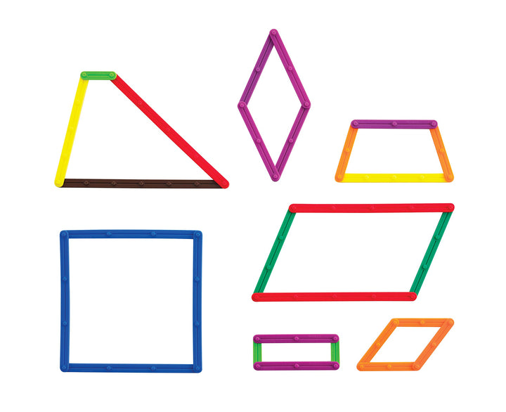 LEARNING ADVANTAGE GeoStix Basic Set - 80 Construction Sticks - 24 Activity Cards - 2 Protractors - Build 2D Shapes and Measure Angles - Teach Geometry with Construction