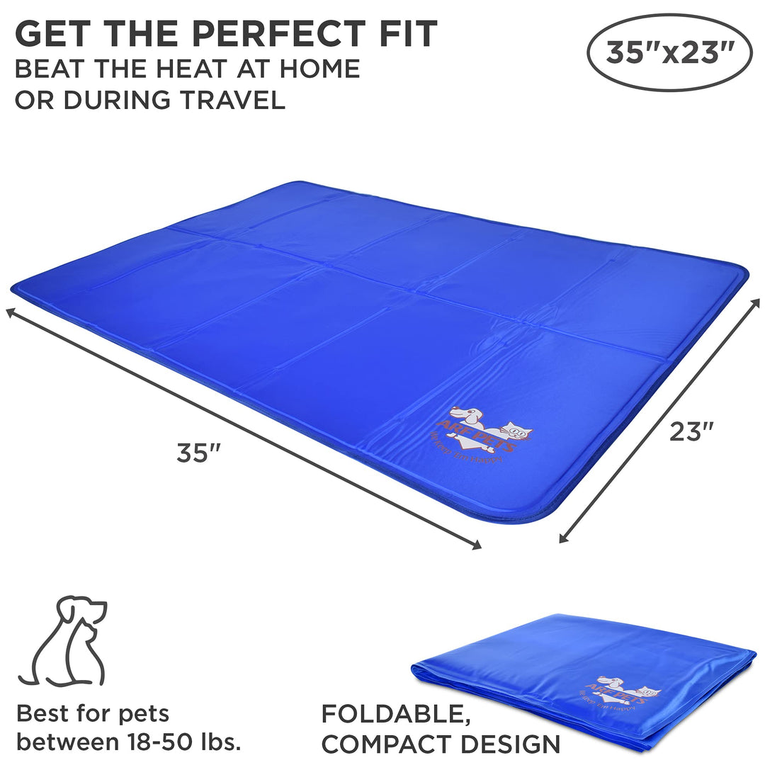 Dog Cooling Mat 23” x 35” Pad for Kennels, Crates, Beds, Non-Toxic, Durable Solid Self Cooling Gel No Refrigeration or Electricity Needed