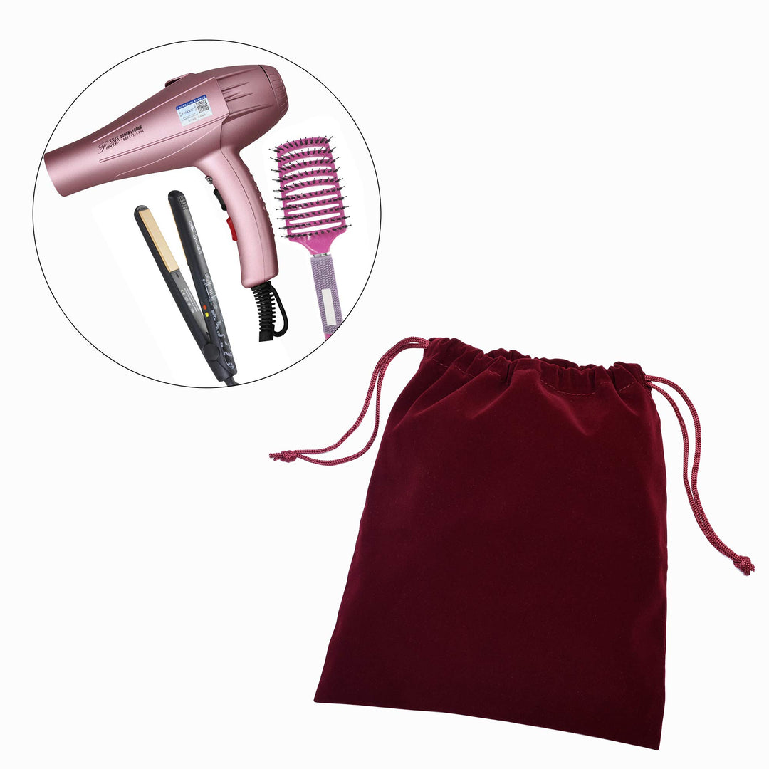 Travel Hair Dryer Bags Cotton Drawstring Bag Container Hairdryer Bag Organization and Storage at Home or Travel … (11.5”x 10” Wine Red)