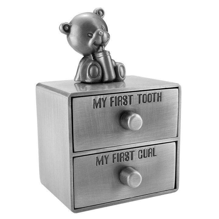 Mogoko First Haircut Keepsake Baby First Tooth Keepsake Box Set Zinc Alloy Cartoon Books Kids Teeth Holder Tins For Baby Boys Girls Toddler Gift 2Pcs/Set