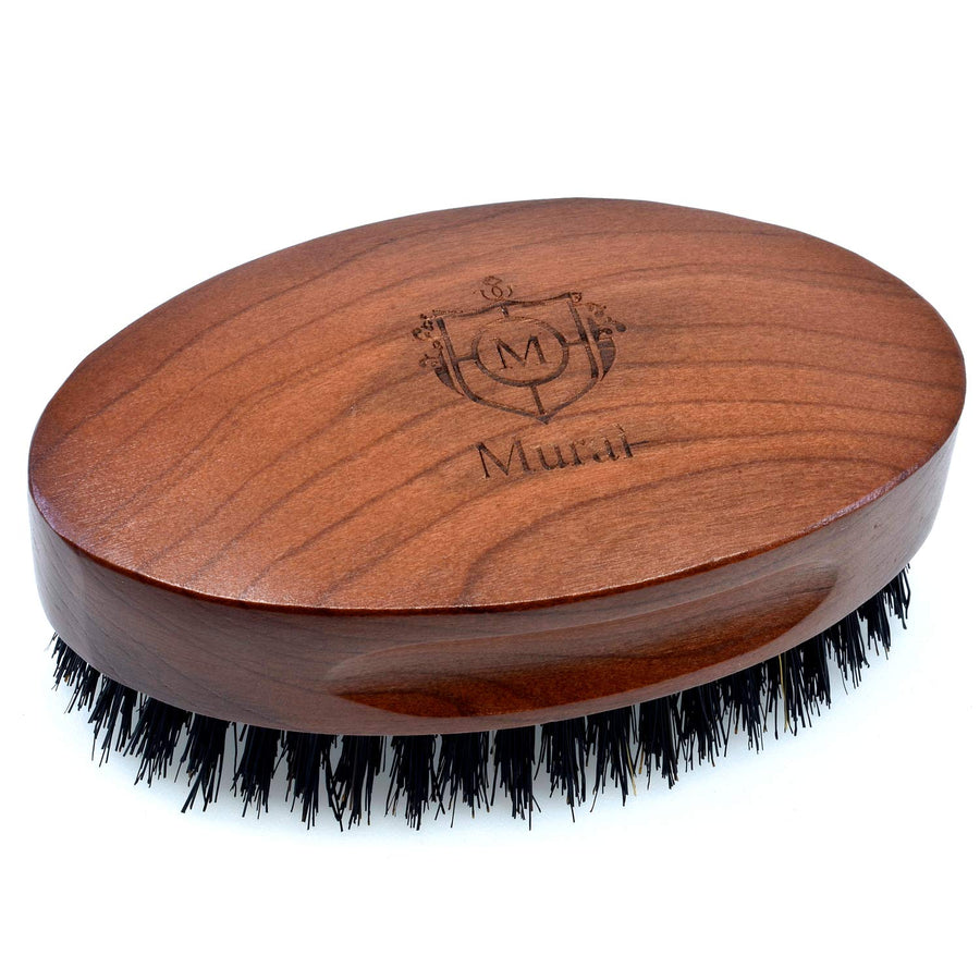 Murai by Giorgio GM1F Military Oval Hair Brush for Beard Care - Exfoliating Natural Boar Bristle Brush From the Murai Beard Kit for Men - The Refined Boar Bristle Brush for Mens Grooming