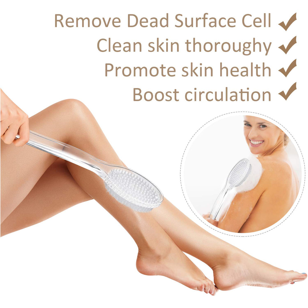 Comfortable Long-handled Shower Brush, Soft Nylon Body Brush, Gentle Exfoliation And Improved Skin Health, Suitable For Men And Women (Transparent Handle)