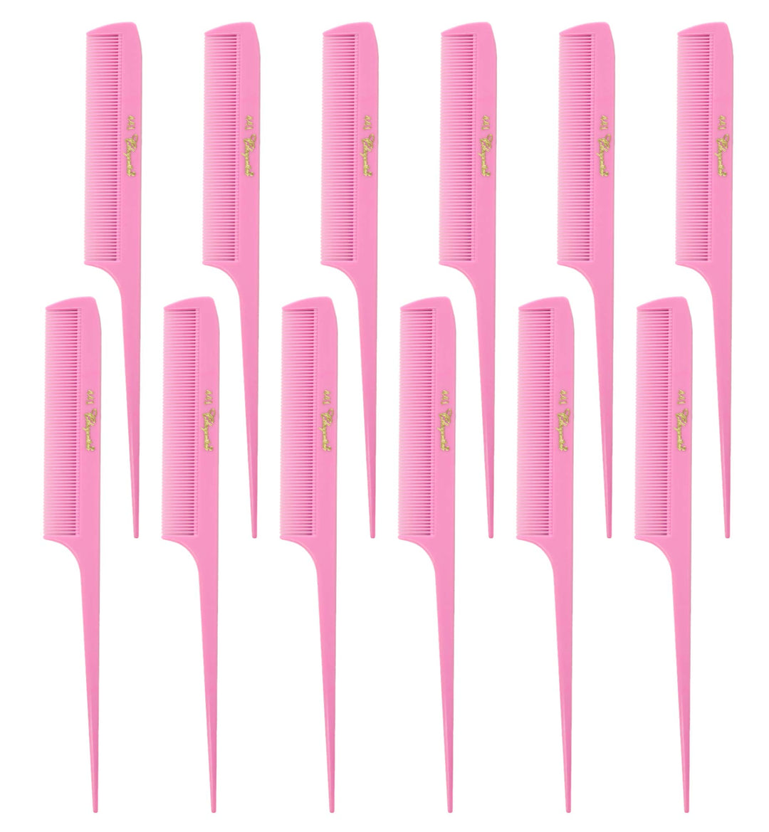 Cleopatra 8-1/2 inch Rattail Combs Extra Fine Tooth.Rat Tail Comb Model #441. Color Fresh Pink. 1 Dozen.