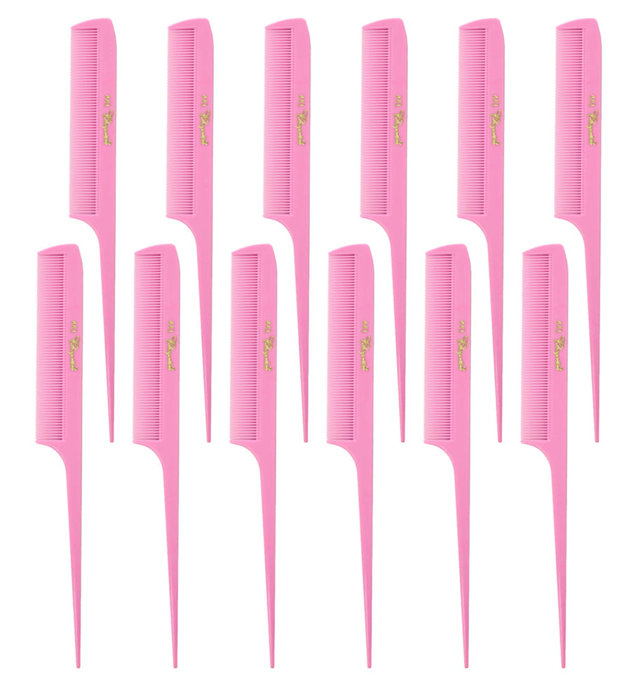 Cleopatra 8-1/2 inch Rattail Combs Extra Fine Tooth.Rat Tail Comb Model #441. Color Fresh Pink. 1 Dozen.