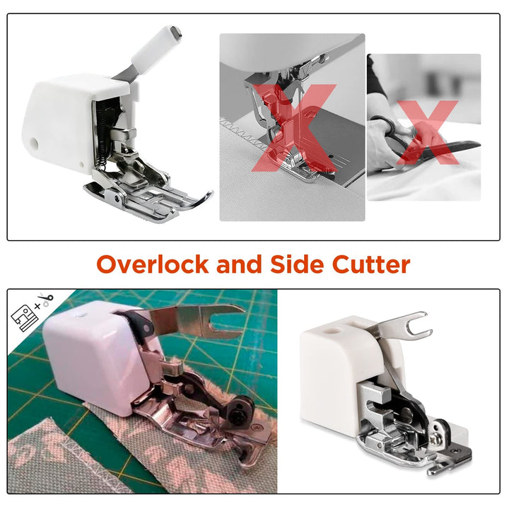 Side Cutter Sewing Machine Presser Foot Feet Attachment Accessory for All Low Shank Singer Janome Brother, Overlock Machine Presser Foot