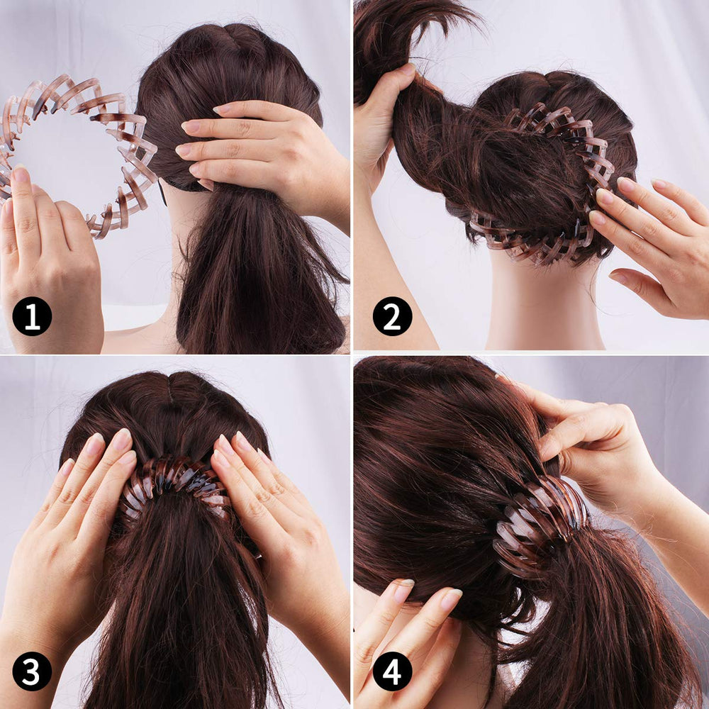 Bird Nest Magic Hair Clip, 3 Pcs Lazy Bird's Nest Plate Expandable Bun Maker Curling Ponytail Holder and Hair Accessories for Women and Girls
