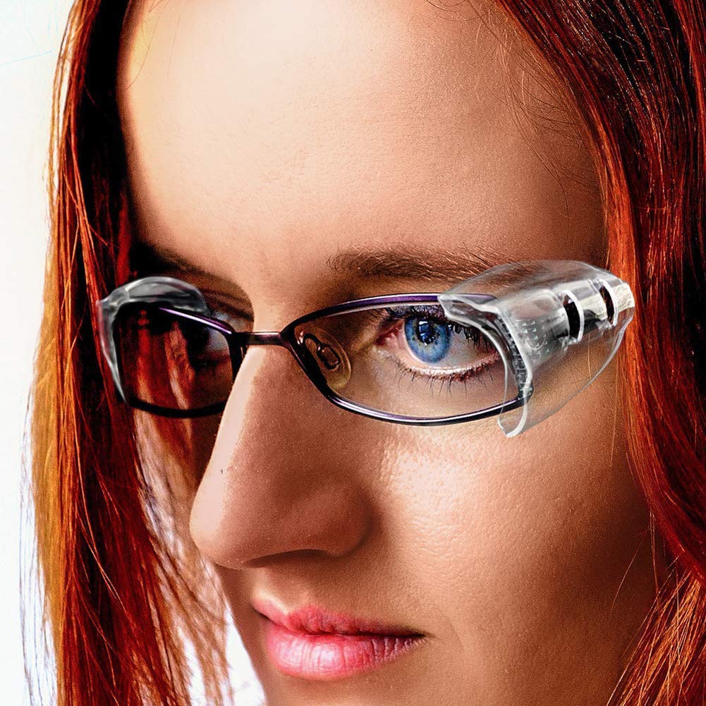 KMDJG 11 Pairs Safety Eye Glasses Side Shields,Slip On Clear Side Shields for Safety Glasses Fits Small to Medium Eyeglasses Frames(10 Pair Clear and 1 Pair Transparent Black)