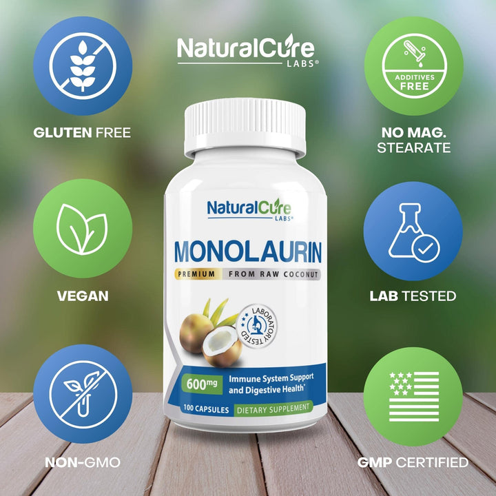 Premium Monolaurin - 600mg, 100 capsules