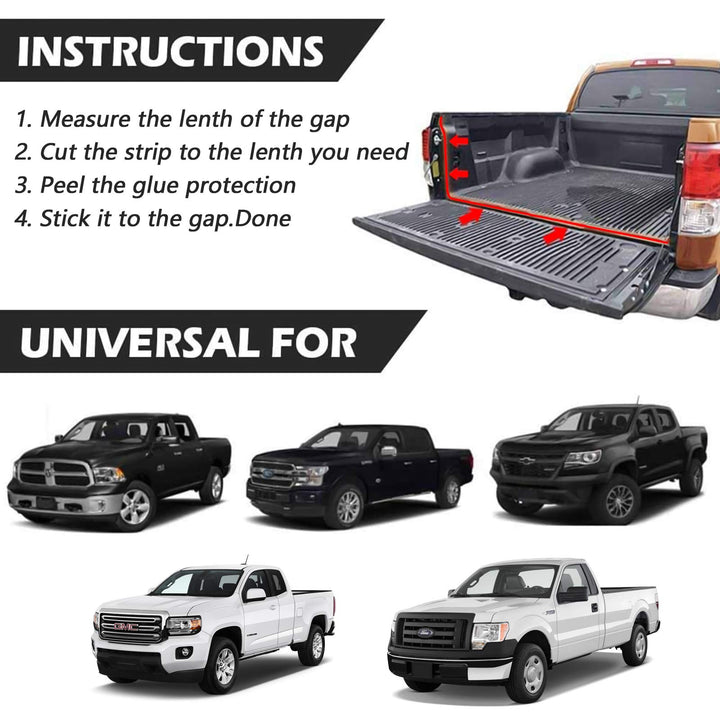 MYFAMIREA 24.5Ft Adhesive Tailgate Seal fits Pickups, T