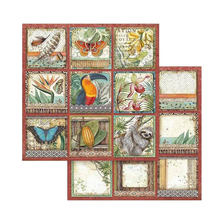 Mini Scrapbooking Pad-Double Sided Sheets-Amazonia, Paper, Wooden, 8 x 8 inches v