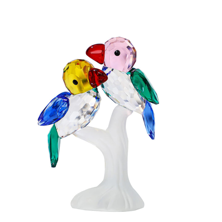 H&D HYALINE & DORA Set 2 Crystal Cut Bird of Happiness Collectible Figurines Glass Animal Figurine for Table Home Decoration