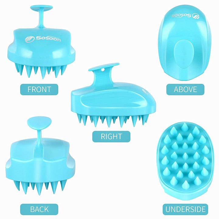 Scalp Massager Shampoo Brush, Hair Scalp Scrubber Shower Hair Brush Head Massager for Stress Relax Hair Growth, Dandruff Brush Scalp Exfoliator for Women Men Kids Pets, Blue
