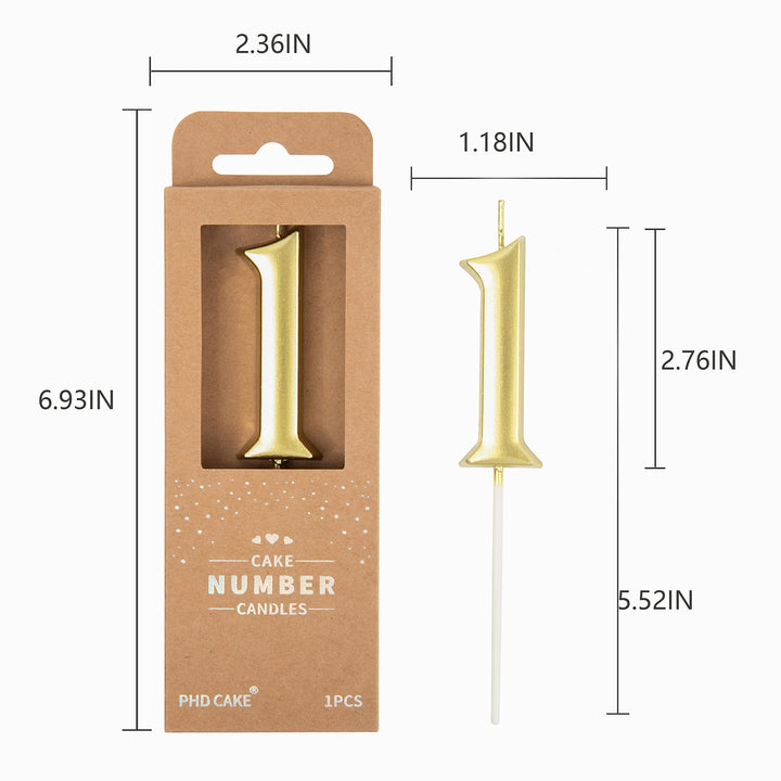 2.76 Inch Elegant Gold 1 Number Birthday Candles, Gold Number Candles, Cake Number Candles, Party Celebration
