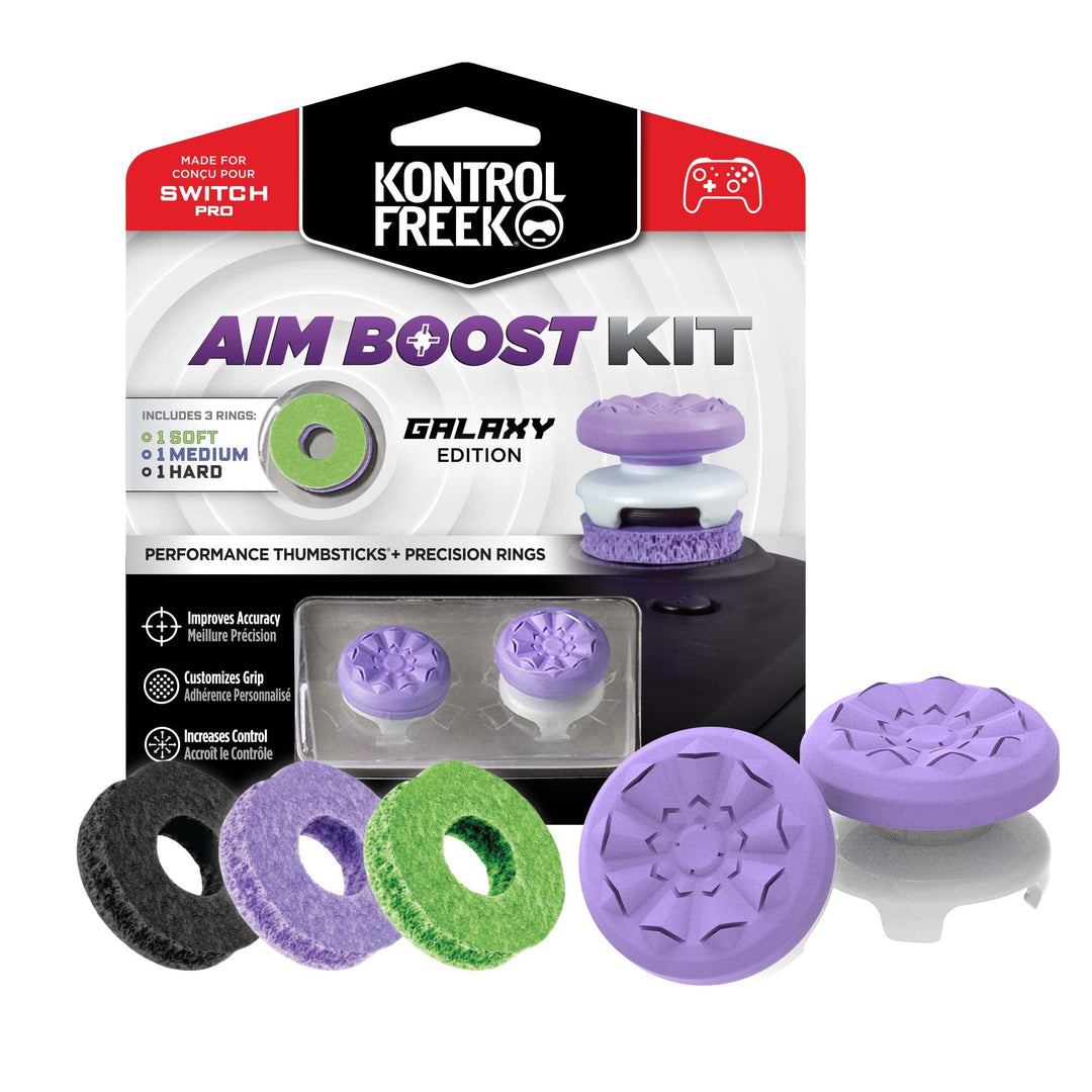 Aim Boost Kit for Nintendo Switch Pro Controller | Includes Performance Thumbsticks and Precision Rings | Galaxy Edition