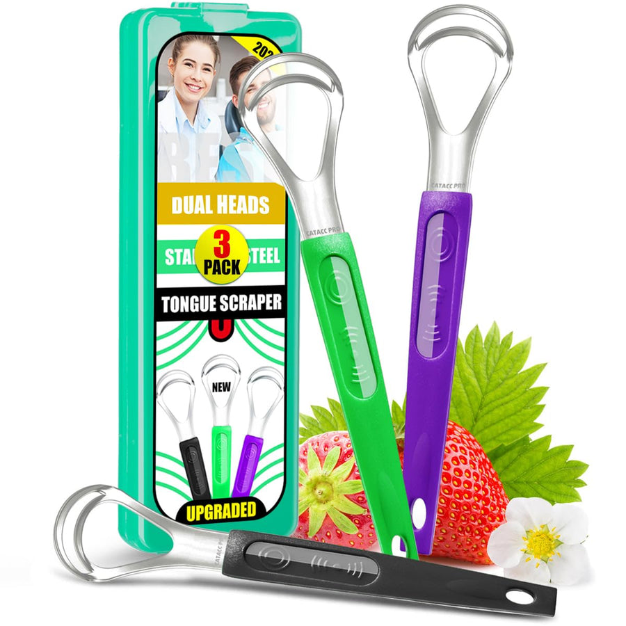 CATACC Pro Tongue Scraper, 2 Pack Professional Stainles